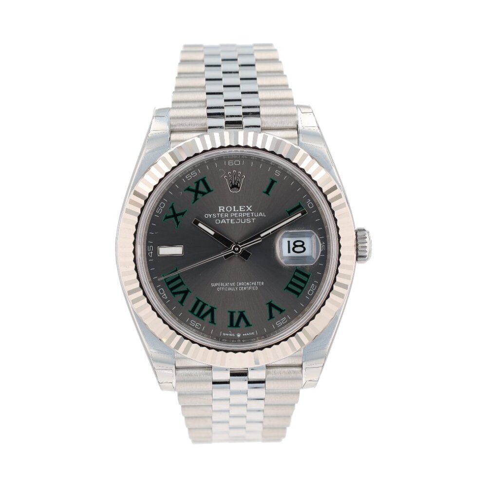 B&P Rolex  Datejust 41 126334 41mm Wimbledon Roman Dial Fluted Bezel Jubilee